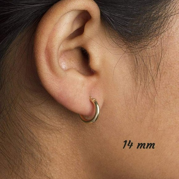 NEW Round 14 mm Gold Hoop Earrings Real 10K Yellow Gold Hoops! Stamped 10K - Picture 1 of 3